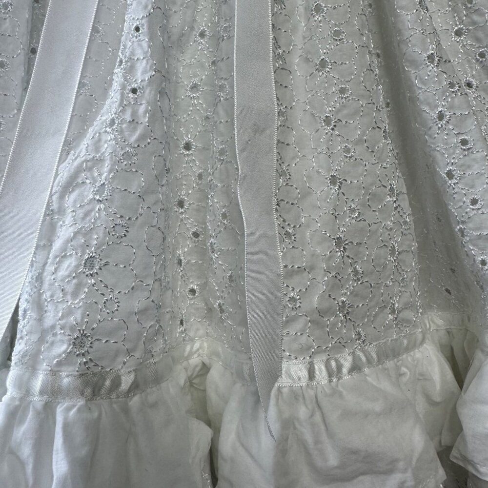 ORIGAMI White Eyelet Dress Girls 3T 3 Floral Waist Cotton Toddler Girl Fancy - Picture 6 of 10